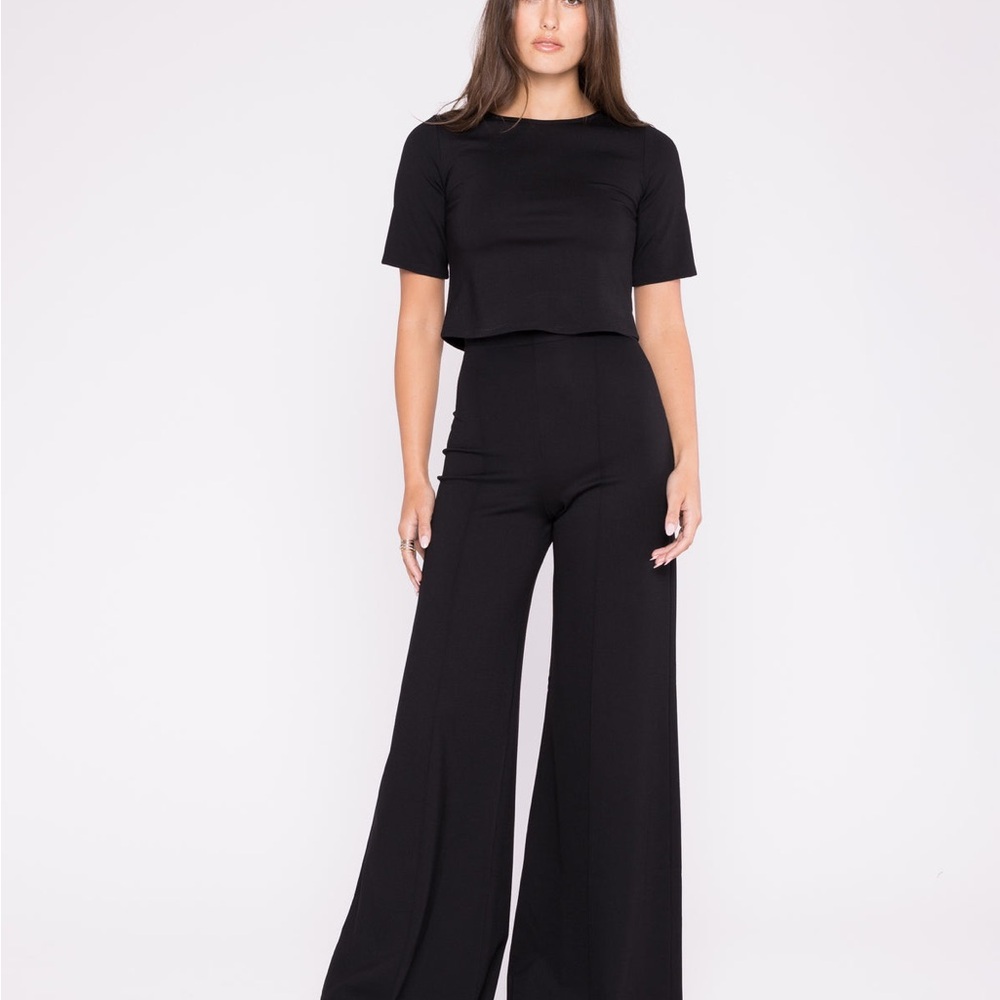 Ripley Rader BLACK PONTE KNIT WIDE LEG PANT